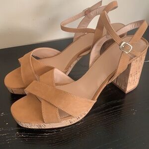 attention Women's Cork Heel Sandal Size 10
